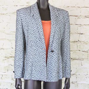 St. John / Light Blue & Black Knit Blazer / 12